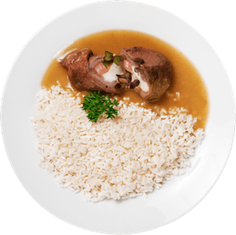 Španělský hovězí ptáček, dušená rýže
