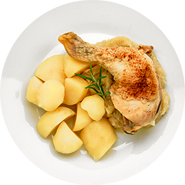 Pečené kuře s kysaným zelím a brambory
