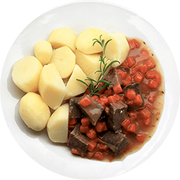 Hovězí maso v mrkvi a brambory