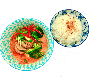 Kachna na červeném kari s rýží